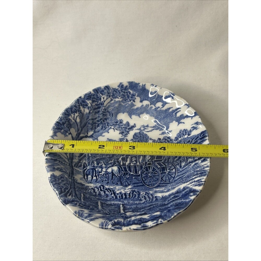 Vintage Myott Staffordshire England Royal Mail Blue Berry Dessert Bowls Lot Of 2 - Picture 10 of 11